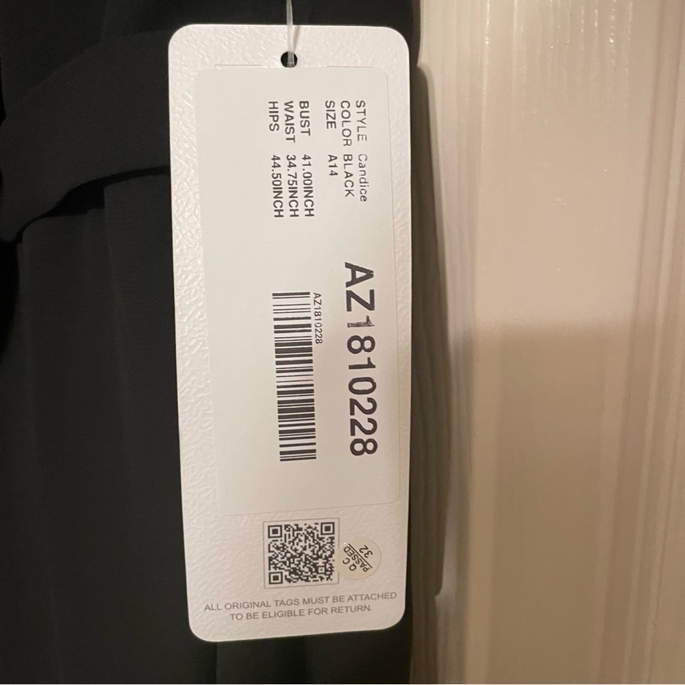 NWT Azazie Candice Black Bridesmaids Dress with Slits - Size 14 - Picture 4 of 13